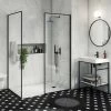 Arezzo 1400 x 900 Walk In Enclosure (incl. 800 Matt Black Framed Screen, Side Panel + White Tray) 2 Arezzo 1400 x 900 Walk In Enclosure (incl. 800 Matt Black Framed Screen, Side Panel + White Tray) -Shower Enclosures Shop 89SQBWS14T p
