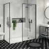 Arezzo 1600 x 800 Walk In Enclosure (incl. 900 Matt Black Framed Screen, Side Panel + White Tray) -Shower Enclosures Shop 98SQBWS16T p