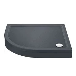 Aurora LH Slate Effect Stone Offset Quadrant Shower Tray + Riser Kit