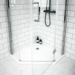 Apollo 800x800mm Frameless Pentangle Enclosure (inc. Tray + Waste) 10 Apollo 800x800mm Frameless Pentangle Enclosure (inc. Tray + Waste) -Shower Enclosures Shop AP80 detail3 460