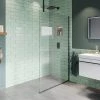 Arezzo Square Matt Black Frameless 10mm Wetroom Screen with Ceiling Arm -Shower Enclosures Shop AZ10MBCA7 P