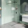 Arezzo Square Matt Black Frameless 10mm Wetroom Screen with Wall Arm -Shower Enclosures Shop AZ10MBWA7 P