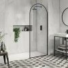 Arezzo 800 x 1950 Arched Matt Black Framed 8mm Wetroom Screen -Shower Enclosures Shop AZ8ARBWS p