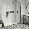 Arezzo 900 x 1950 Arched Matt Black Framed 8mm Wetroom Screen -Shower Enclosures Shop AZ9ARBWS n p