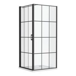 Arezzo 900 x 900 Matt Black Grid Frameless Pivot Door Shower Enclosure + Tray 13 Arezzo 900 x 900 Matt Black Grid Frameless Pivot Door Shower Enclosure + Tray -Shower Enclosures Shop AZ9PDET ND5 460