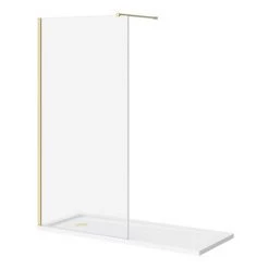 Arezzo 1700 x 700 Bath Replacement Wet Room (1000mm Brushed Brass Screen w. Tray) -Shower Enclosures Shop AZBB17BRWR n d1 460