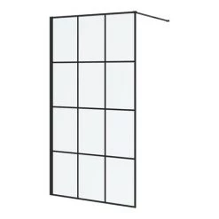 Arezzo 1700 x 700 Bath Replacement Wet Room (1000mm Matt Black Grid Screen w. Tray) -Shower Enclosures Shop AZBG17BRWR d2 460