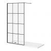 Arezzo 1700 x 700 Bath Replacement Wet Room (1000mm Matt Black Grid Screen w. Tray) -Shower Enclosures Shop AZBG17BRWR p