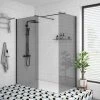 Arezzo Matt Black 1600 x 800 Grey Tinted Glass Wet Room (inc. Screen, Side Panel + Tray) 1 Arezzo Matt Black 1600 x 800 Grey Tinted Glass Wet Room (inc. Screen, Side Panel + Tray) -Shower Enclosures Shop AZBGTG2 np