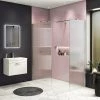 Arezzo 1400 x 900 Fluted Glass Chrome Walk In Enclosure (inc. Main Screen, Side Panel + Tray) -Shower Enclosures Shop AZFCHB149E p