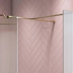 Arezzo 1400 x 900 Fluted Glass Brushed Brass Walk In Enclosure (inc. Main Screen, Side Panel + Tray) 12 Arezzo 1400 x 900 Fluted Glass Brushed Brass Walk In Enclosure (inc. Main Screen, Side Panel + Tray) -Shower Enclosures Shop AZFGBB149E d4 460