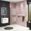 Arezzo 1400 x 900 Fluted Glass Chrome Profile Wet Room (800 Screen, Square Support Arm + Tray) -Shower Enclosures Shop AZFGCH149 p