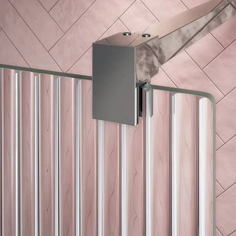 Arezzo 1600 x 800 Fluted Glass Chrome Profile Wet Room (1000 Screen, Square Support Arm + Tray) 4 Arezzo 1600 x 800 Fluted Glass Chrome Profile Wet Room (1000 Screen, Square Support Arm + Tray) - Image 2