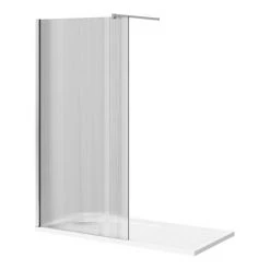 Arezzo 1600 x 800 Fluted Glass Chrome Profile Wet Room (1000 Screen, Square Support Arm + Tray) 11 Arezzo 1600 x 800 Fluted Glass Chrome Profile Wet Room (1000 Screen, Square Support Arm + Tray) -Shower Enclosures Shop AZFGCH168 d5 460