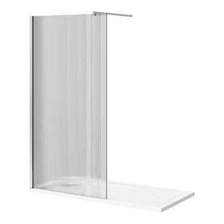 Arezzo 1600 x 800 Fluted Glass Chrome Profile Wet Room (1000 Screen, Square Support Arm + Tray) 7 Arezzo 1600 x 800 Fluted Glass Chrome Profile Wet Room (1000 Screen, Square Support Arm + Tray) - Image 5