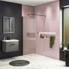 Arezzo 1400 x 900 Fluted Glass Matt Black Profile Wet Room (800mm Screen, Square Support Arm + Tray) -Shower Enclosures Shop AZFGMB149 p