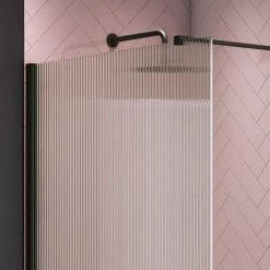 Arezzo 1600 x 800 Fluted Glass Matt Black Walk In Enclosure (inc. Main Screen, Side Panel + Tray) -Shower Enclosures Shop AZFGMB149E d2 460 1