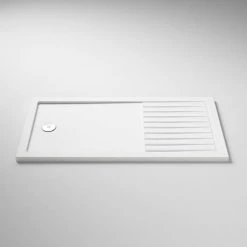 Arezzo 1600 x 800 Fluted Glass Matt Black Walk In Enclosure (inc. Main Screen, Side Panel + Tray) -Shower Enclosures Shop AZFGMB149E d3 460 1