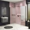 Arezzo 1400 x 900 Fluted Glass Matt Black Walk In Enclosure (inc. Main Screen, Side Panel + Tray) -Shower Enclosures Shop AZFGMB149E p
