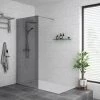 Arezzo 1700 x 700 Bath Replacement Wet Room (1000mm Grey Tinted Screen w. Tray) -Shower Enclosures Shop AZGT17BRWR p