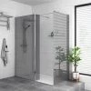 Arezzo 1400 x 900 Grey Tinted Glass Wet Room (inc. 800mm Screen, Return, Side Panel + Tray) -Shower Enclosures Shop AZGTG01R p