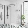 Arezzo 1600 x 800 Matt Black Profile Wet Room (inc. Screen, Side Panel + Tray) -Shower Enclosures Shop AZMB02 prod