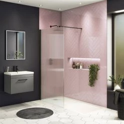 Arezzo 1700 x 700 Bath Replacement Wet Room (1000mm Matt Black Fluted Glass Screen w. Tray) 9 Arezzo 1700 x 700 Bath Replacement Wet Room (1000mm Matt Black Fluted Glass Screen w. Tray) -Shower Enclosures Shop AZMBF17BRWR d2 460