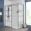 Arezzo 1400 x 900 Matt Black Grid Wet Room (inc. Screen, Side Panel + Tray) -Shower Enclosures Shop AZMBG01 p1