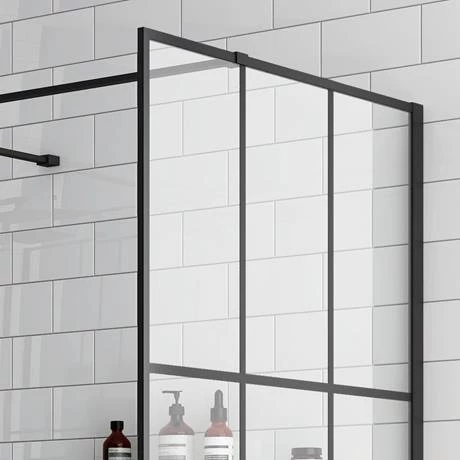 Arezzo 1600 x 800 Matt Black Grid Wet Room (inc. Screen, Side Panel + Tray) 5 Arezzo 1600 x 800 Matt Black Grid Wet Room (inc. Screen, Side Panel + Tray) - Image 3