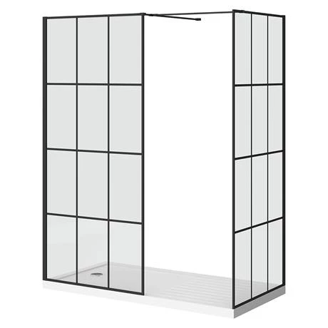Arezzo 1600 x 800 Matt Black Grid Wet Room (inc. Screen, Side Panel + Tray) 6 Arezzo 1600 x 800 Matt Black Grid Wet Room (inc. Screen, Side Panel + Tray) - Image 4