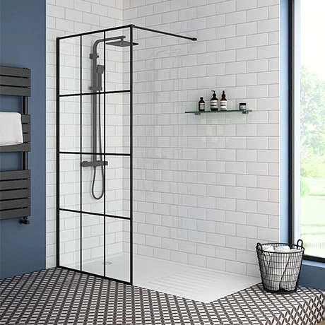 Arezzo 1700 x 800 Matt Black Grid Wet Room (inc. Screen + Tray) 3 Arezzo 1700 x 800 Matt Black Grid Wet Room (inc. Screen + Tray)