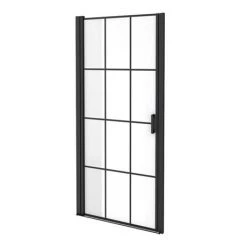 Arezzo 800mm Matt Black Grid Frameless Pivot Shower Door + Tray for Recess -Shower Enclosures Shop AZMBPD85 nd1 460