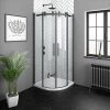 Arezzo Matt Black 800 x 800mm Frameless Quadrant Shower Enclosure -Shower Enclosures Shop AZQ8 P1