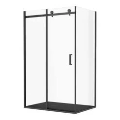 Arezzo Matt Black 1200 x 900 Frameless Sliding Door Shower Enclosure with Black Tray -Shower Enclosures Shop AZR129BT d5 460