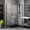 Arezzo Matt Black 1200 x 900 Frameless Sliding Door Shower Enclosure with Black Tray -Shower Enclosures Shop AZR129BT n p