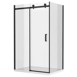 Arezzo Matt Black 1000 x 900 Frameless Sliding Door Shower Enclosure -Shower Enclosures Shop AZSDE109 new d1 460