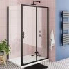 Toreno Matt Black 1000 x 900mm Sliding Door Shower Enclosure + Pearlstone Tray -Shower Enclosures Shop BLK109SDE np