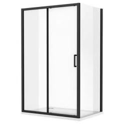Toreno Matt Black 1200 x 900mm Sliding Door Shower Enclosure without Tray -Shower Enclosures Shop BLK129SDENT d1 460