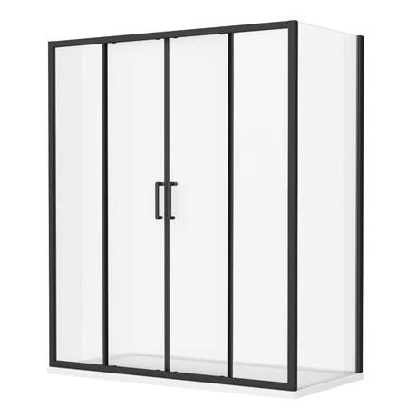 Toreno Matt Black 1400 x 800mm Double Sliding Door Shower Enclosure + Pearlstone Tray 6 Toreno Matt Black 1400 x 800mm Double Sliding Door Shower Enclosure + Pearlstone Tray - Image 4