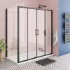 Toreno Matt Black 1400 x 900mm Double Sliding Door Shower Enclosure without Tray -Shower Enclosures Shop BLK149SDENT p