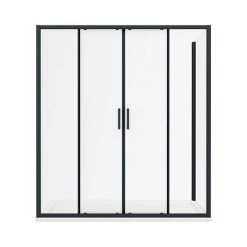 Toreno Matt Black 1700 x 800mm Double Sliding Door Shower Enclosure + Pearlstone Tray -Shower Enclosures Shop BLK178SDE d3 460