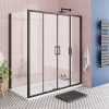 Toreno Matt Black 1700 x 900mm Double Sliding Door Shower Enclosure without Tray -Shower Enclosures Shop BLK179SDENT p