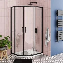 Toreno Matt Black 1000 x 800mm Offset Quadrant Shower Enclosure