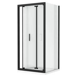 Toreno Matt Black 800 x 800mm Bi-Fold Door Shower Enclosure without Tray -Shower Enclosures Shop BLK8BFSENT d2 460