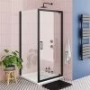 Toreno Matt Black 800 x 800mm Pivot Door Shower Enclosure without Tray -Shower Enclosures Shop BLK8PDENT p