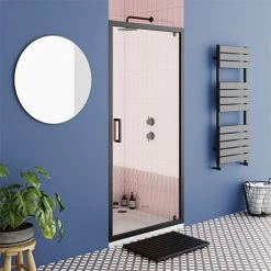 Toreno Matt Black 800 x 1850 Pivot Shower Door