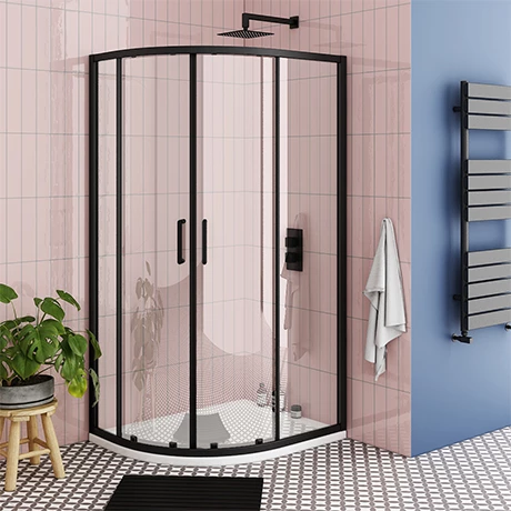 Toreno Matt Black 900 x 760mm Offset Quadrant Shower Enclosure 3 Toreno Matt Black 900 x 760mm Offset Quadrant Shower Enclosure