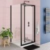 Toreno Matt Black 900 x 900mm Bi-Fold Door Shower Enclosure without Tray -Shower Enclosures Shop BLK9BFSENT p