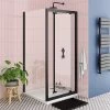 Toreno Matt Black 900 x 900mm Bi-Fold Door Shower Enclosure + Pearlstone Tray -Shower Enclosures Shop BLK9BFSE np