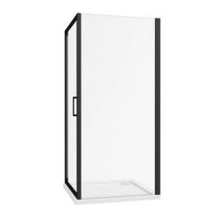 Toreno Matt Black 900 x 900mm Pivot Door Shower Enclosure + Pearlstone Tray -Shower Enclosures Shop BLK9PDE d3 460